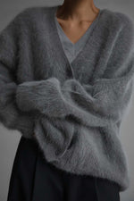 Load image into Gallery viewer, Faux Mink Loose Knit Cardigan Sweater
