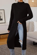 Load image into Gallery viewer, Long Sleeve Solid Stylish Slit Dress