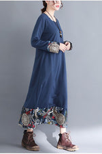 Load image into Gallery viewer, Knitted Panel Ethnic Long Sleeve Dress