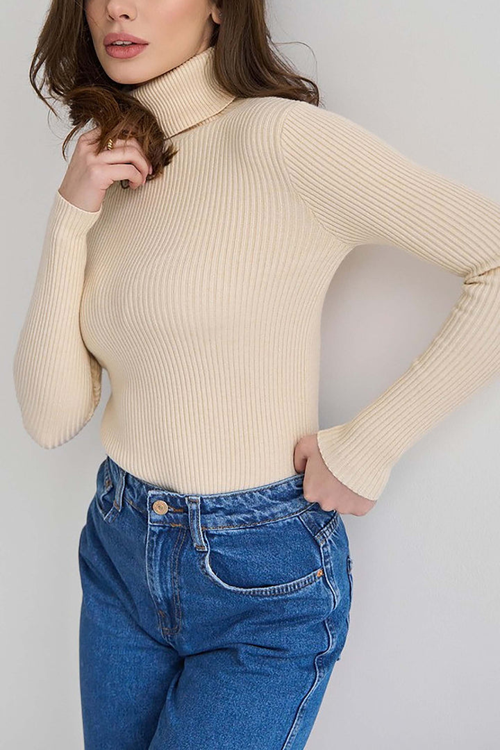 Turtleneck Pullover Sweater Knitted Solid Color Base Layer Top leemho