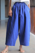 Load image into Gallery viewer, Summer Retro Solid Color Cotton Linen Casual Wide Leg Pants
