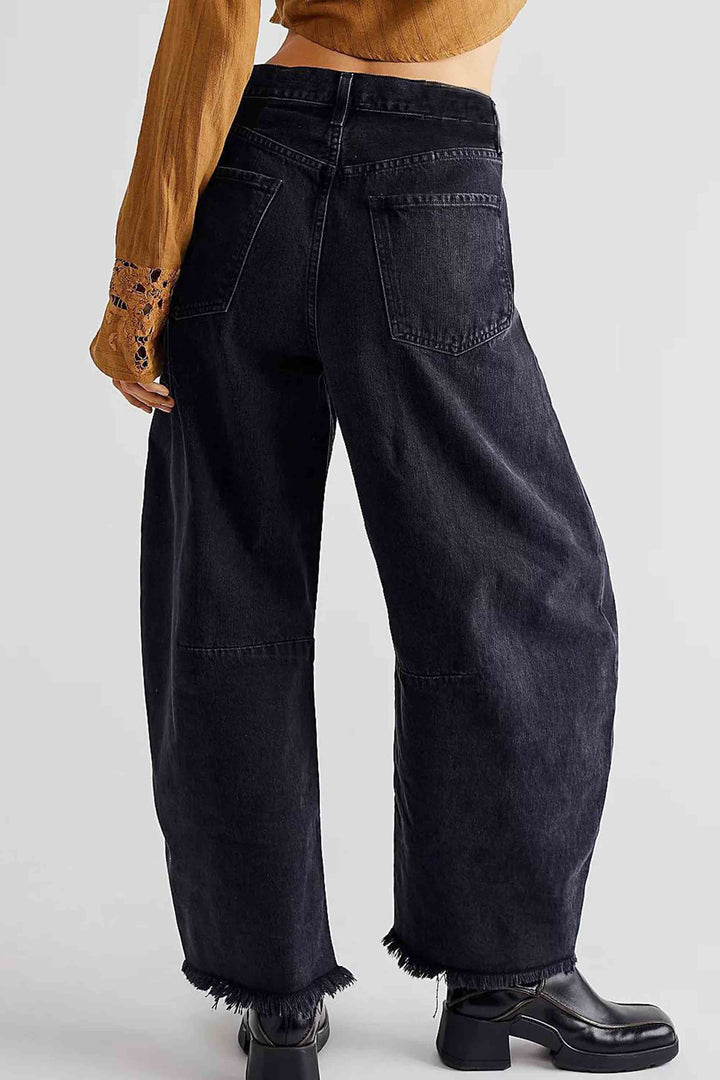 Solid Color Straight Wide Leg Jeans