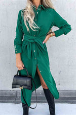 Load image into Gallery viewer, Solid Color Cardigan Long Sleeve Swing Dress
