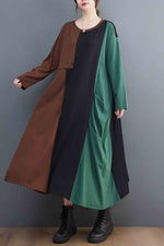 Load image into Gallery viewer, Large Size Loose Color Block Irregular Long Sleeve Dress
