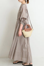 Load image into Gallery viewer, Puff Sleeve Button Loose Dress