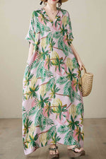 Load image into Gallery viewer, Thin Silk Floral Large Size Loose V-Neck Beach Skirt Robe
