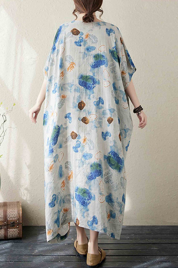 Elegant Printed Loose Extra-Large Size Vacation Dress