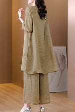 Load image into Gallery viewer, Embroidered Vintage Top And Wide-Leg Pants Two-Piece Set
