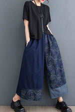 Load image into Gallery viewer, Women&#39;s Loose Casual Denim Printed Wide Leg Pants
