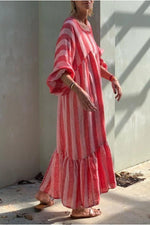 Load image into Gallery viewer, Striped Print Boho Maxi Dress leemho