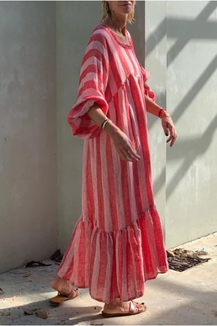 Striped Print Boho Maxi Dress