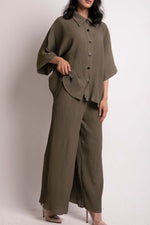 Load image into Gallery viewer, Solid Color Shirt And Trousers Casual Suit

