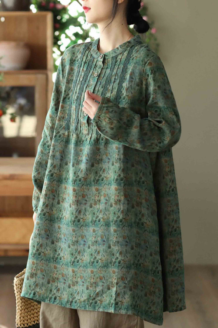 Large Size Pleated Lace Mid-Length Pullover Long-Sleeved Shirt