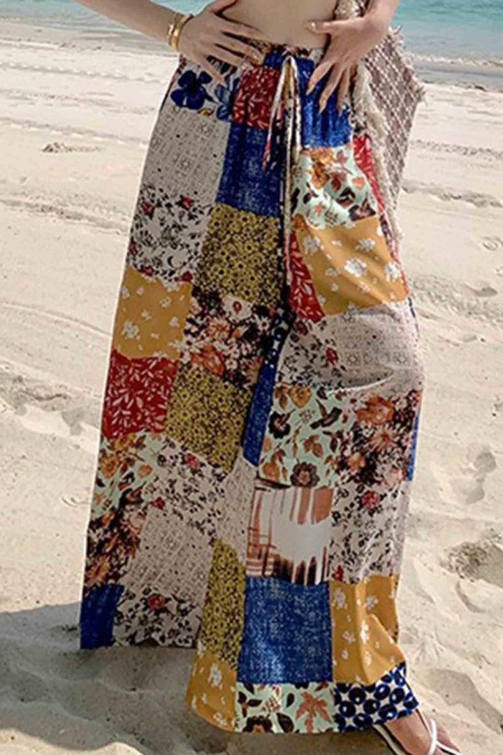 Seaside Vacation Bohemian Style Floor-Length Wide-Leg Pants