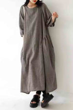 Load image into Gallery viewer, Simple Style Raglan Sleeve Pocket Dress
