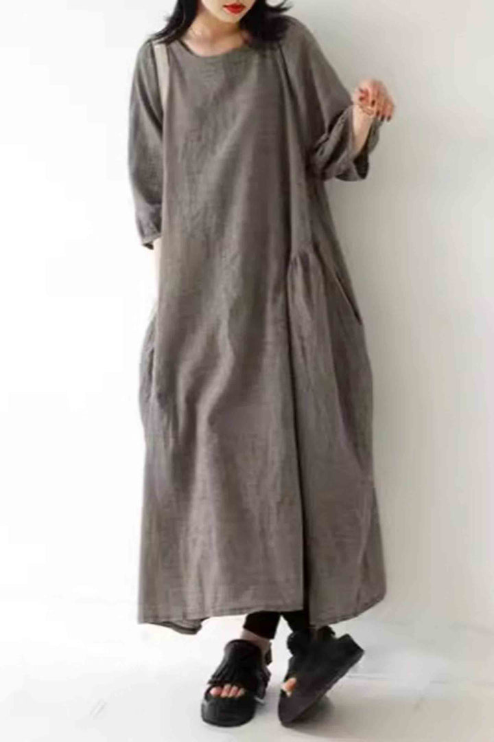 Simple Style Raglan Sleeve Pocket Dress