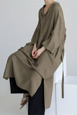 Load image into Gallery viewer, Linen Slit Irregular Dress
