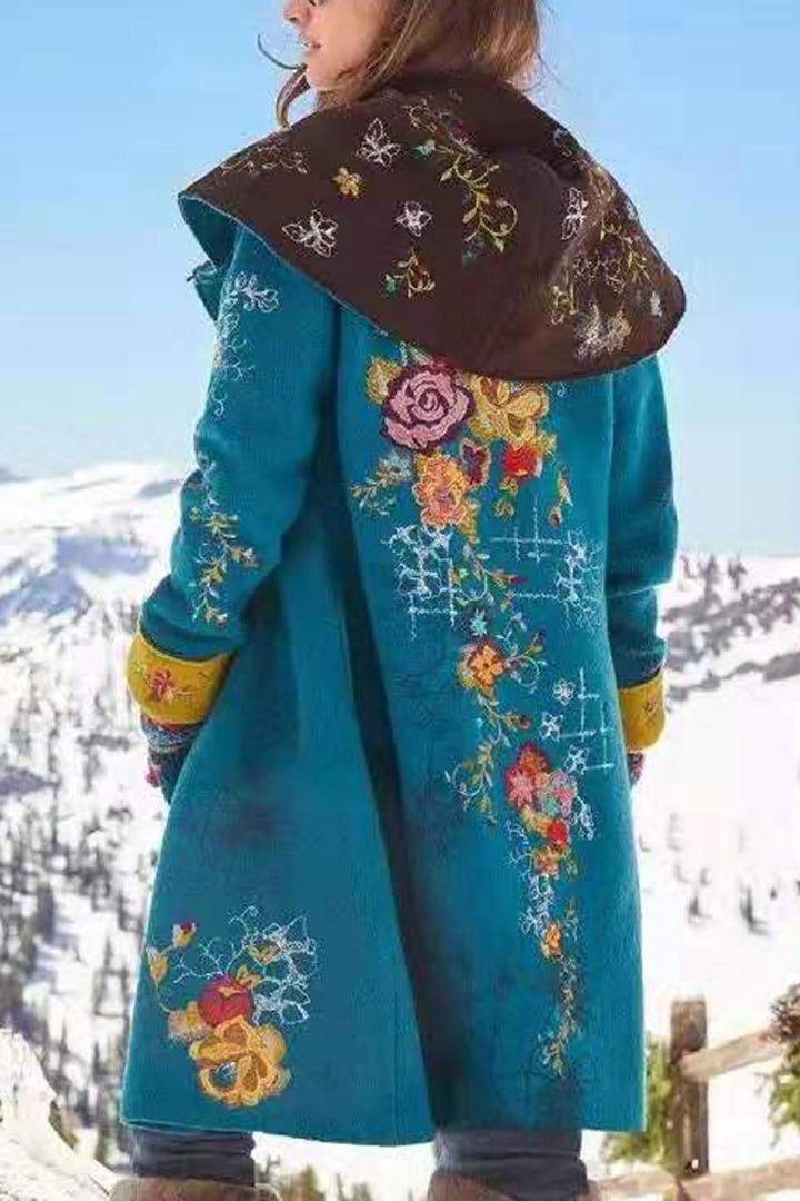 Winter Long Printed Long-sleeved Woolen Jacket leemho