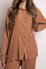 Load image into Gallery viewer, Long Sleeve Shirt Wide Leg Pants Suits
