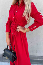 Load image into Gallery viewer, Solid Color Cardigan Long Sleeve Swing Dress
