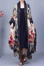 Load image into Gallery viewer, Bat Sleeve Loose Large Size Printed Cardigan Robe
