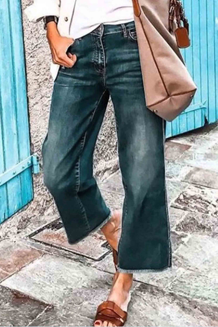 Black Washed Straight-Leg Jeans