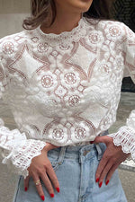 Load image into Gallery viewer, Autumn And Winter Embroidered Lace Long-Sleeved Top
