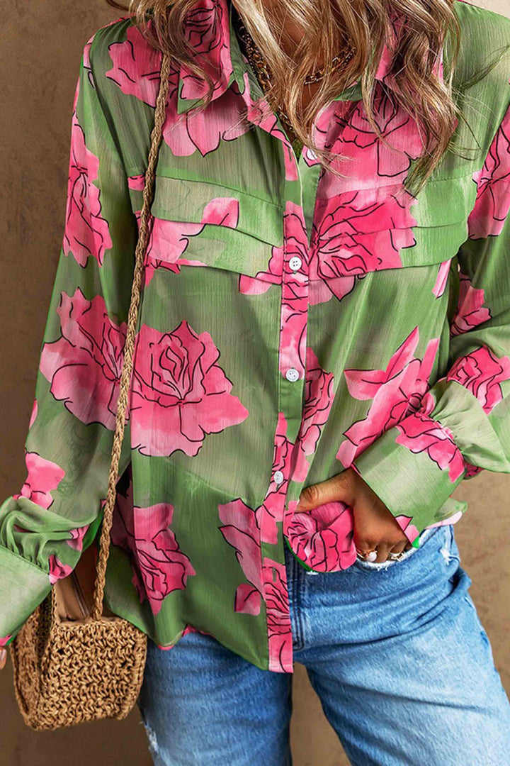 Women's Loose And Versatile Retro Floral Shirt
