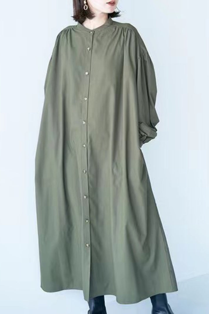 Loose Round Neck Long Sleeve Shirt Dress Robe Windbreaker