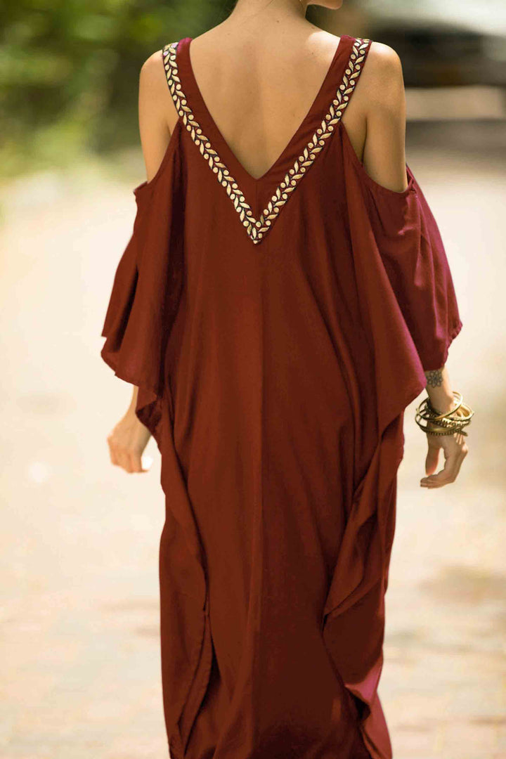 Beach Cover-Up Strappy Embroidered Resort Robe