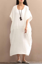 Load image into Gallery viewer, Retro Long Loose Cotton Linen Pocket Dress
