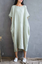 Load image into Gallery viewer, Retro Long Loose Cotton Linen Pocket Dress

