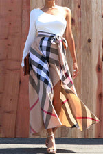 Load image into Gallery viewer, One Shoulder Printed Slit Dress

