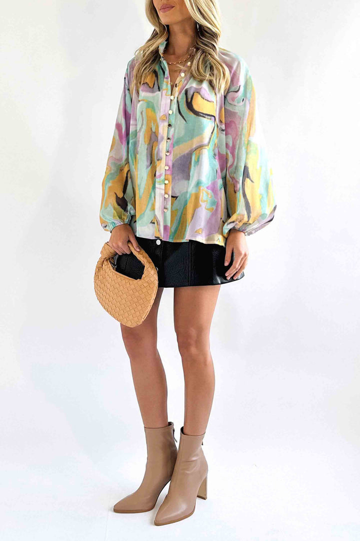 Personalized Printed Fashionable V-Neck Blouse