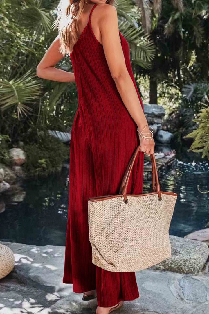 Summer Backless Solid Color Sexy Sleeveless Jumpsuit