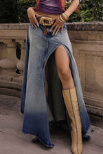 Load image into Gallery viewer, European And American Hot Girls Street Slit Denim Skirt
