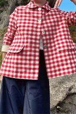 Load image into Gallery viewer, Red Casual Plaid Short Jacket
