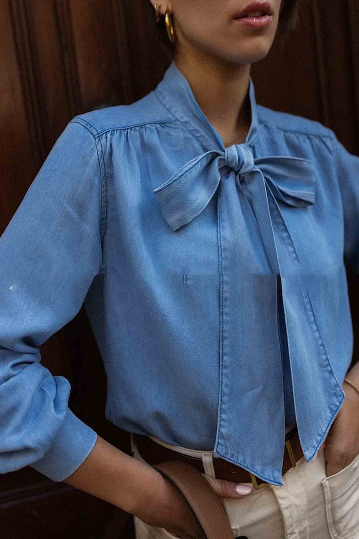 Denim Buttoned Ladies Long Sleeve Shirt