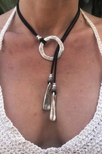 Load image into Gallery viewer, Bohemian style single ring wind chime leather rope pendant leemho
