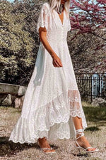 Load image into Gallery viewer, V-Neck Slim-Fit Short-Sleeved Floral Midi Skirt
