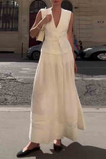 Load image into Gallery viewer, White Sleeveless Belted Dress
