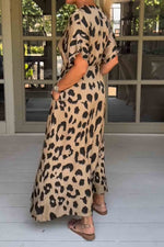 Load image into Gallery viewer, Casual Leopard Print Raglan Sleeve Dress
