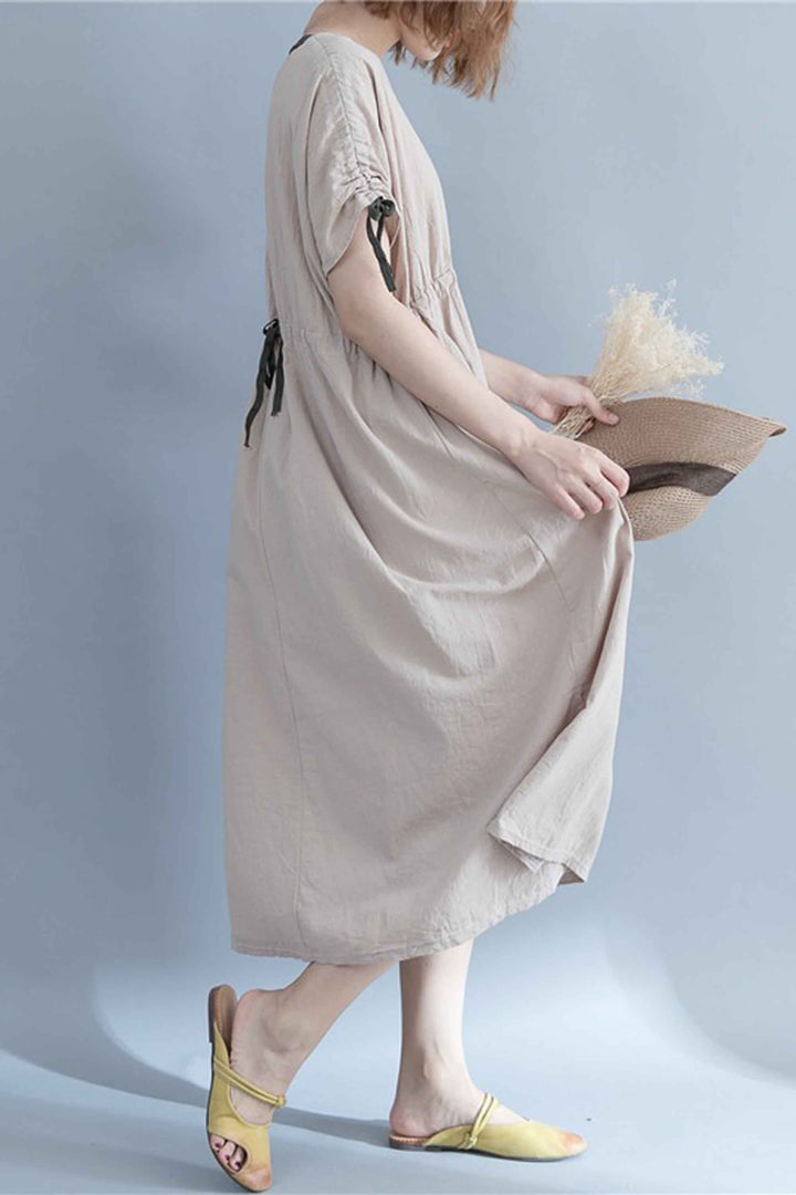 Casual Cotton And Linen Reversible Dress