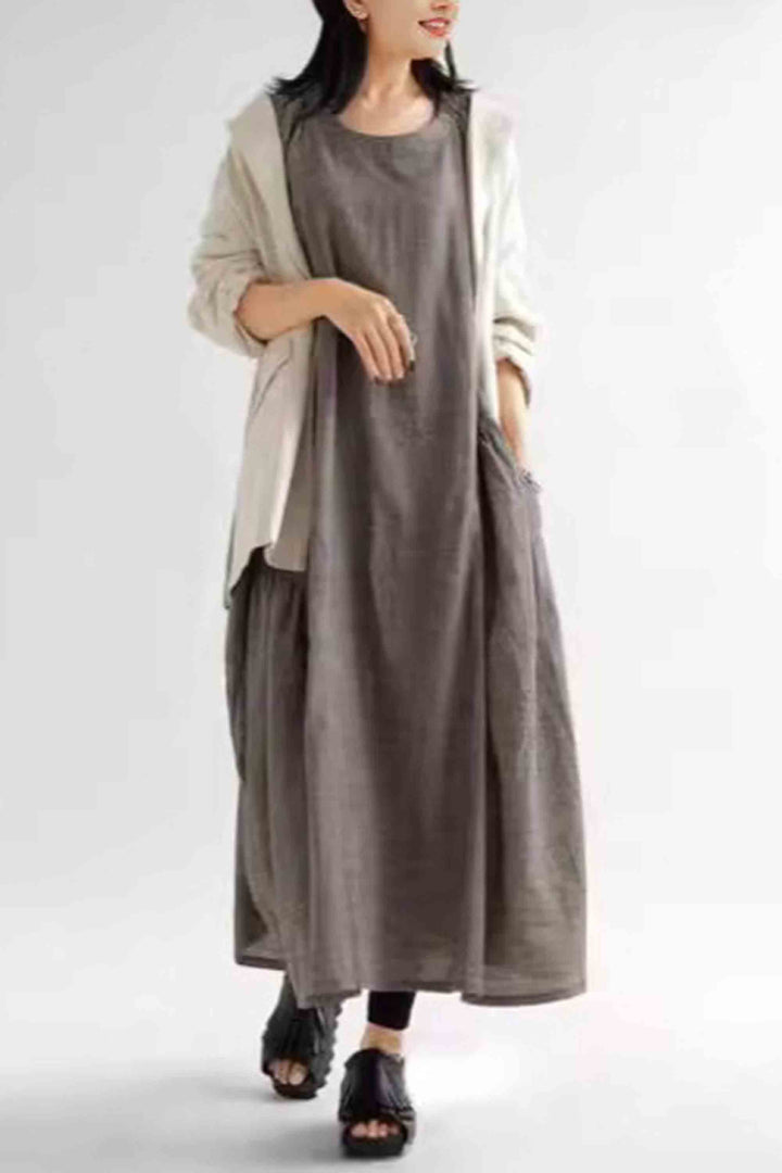 Simple Style Raglan Sleeve Pocket Dress