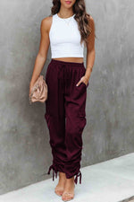Load image into Gallery viewer, Solid Color Strappy Pocket Casual Trousers
