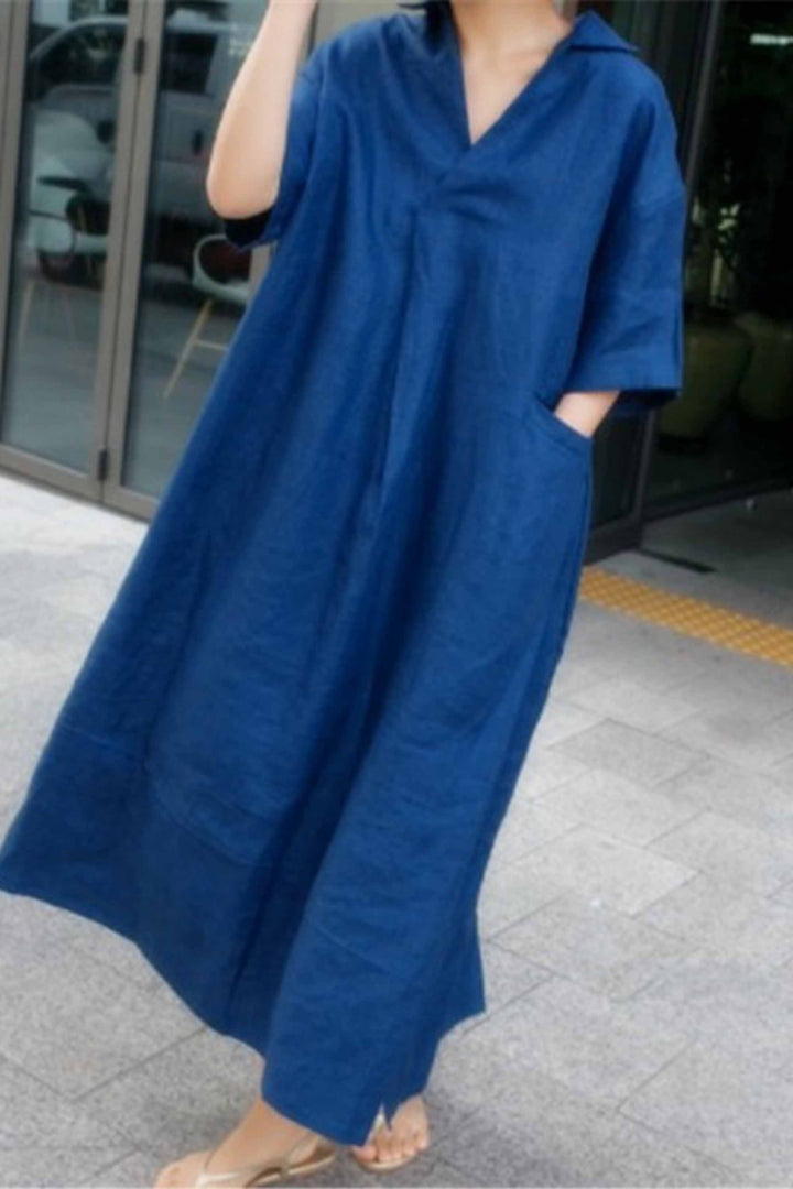 Solid Color Fashionable Long Knee-Length Dress