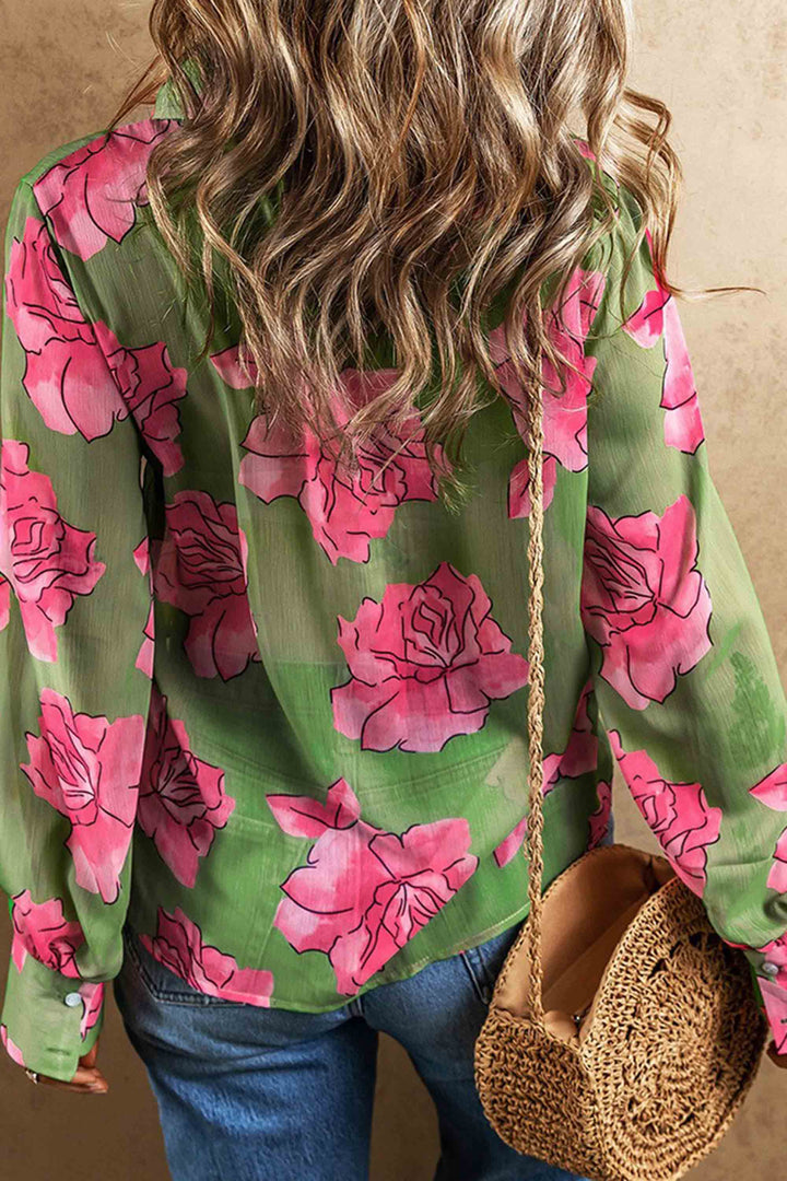 Women's Loose And Versatile Retro Floral Shirt