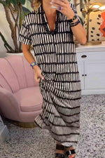 Load image into Gallery viewer, Three-Quarter Sleeve Loose Slimming Striped Dress
