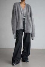 Load image into Gallery viewer, Faux Mink Loose Knit Cardigan Sweater