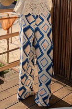 Load image into Gallery viewer, Blue Plaid Print Wide Leg Beach Culottes
